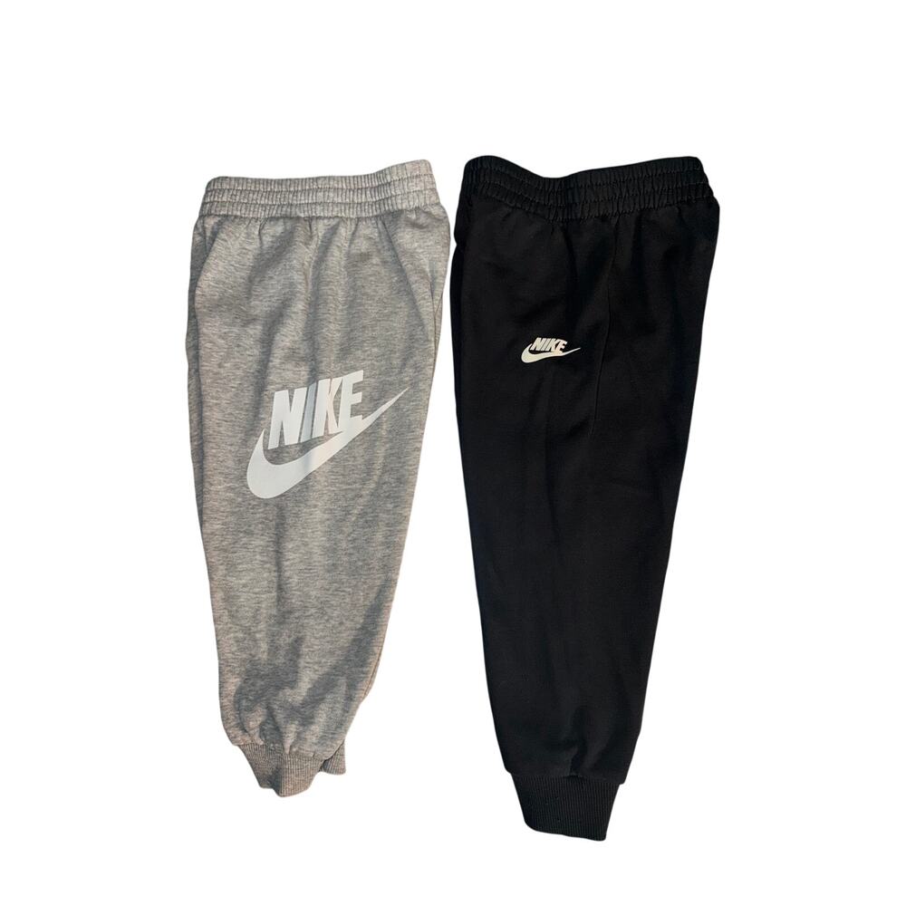 Nike Boys Black and Gray Cotton Jogger Pants Bundle - Size: 4T (2 Pairs)